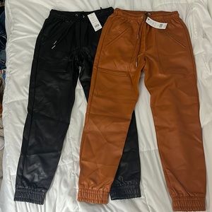 faux leather joggers